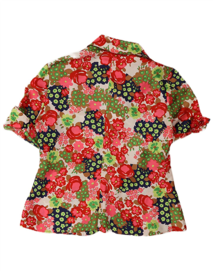 VINTAGE Ženska jakna sako kratkih rukava UK 12 srednje višebojna