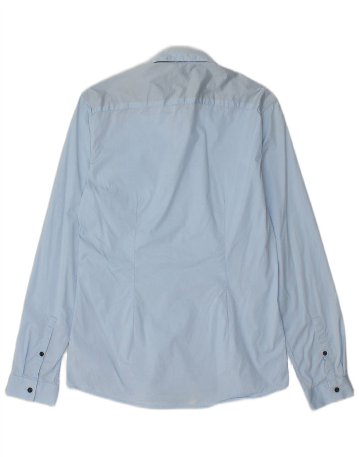 JULES Mens Extra Slim Fit Shirt Medium Blue Cotton