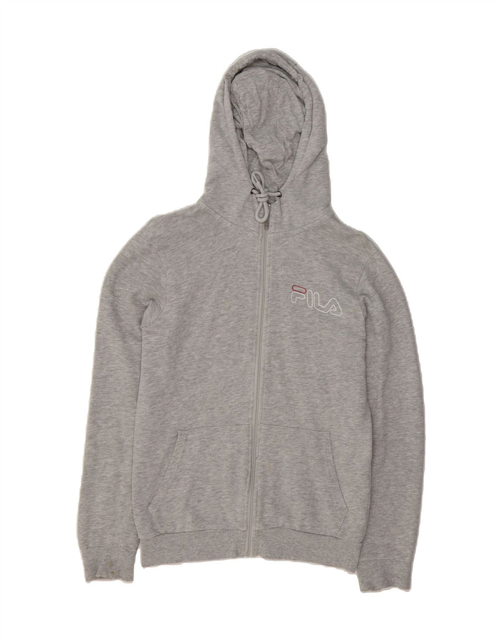 FILA Mens Graphic Hoodie Jumper Small Grey Viscose Vintage Fila and Second-Hand Fila from Messina Hembry 