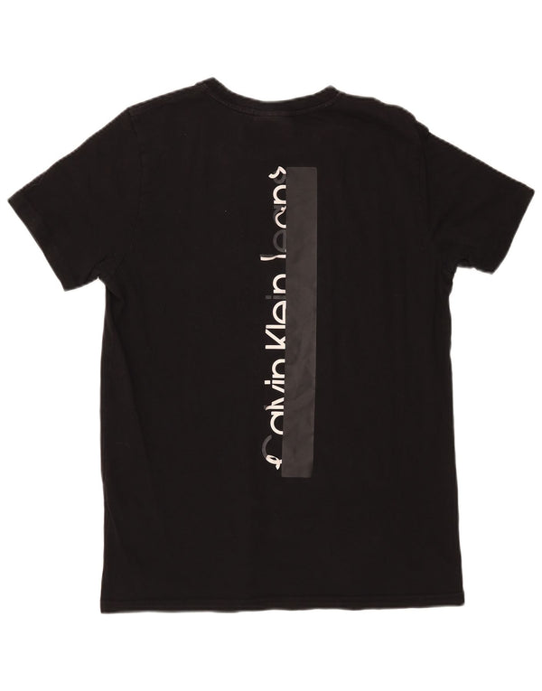Calvin Klein Jeans Ženska grafička majica kratkih rukava UK 14 Srednje crni pamuk