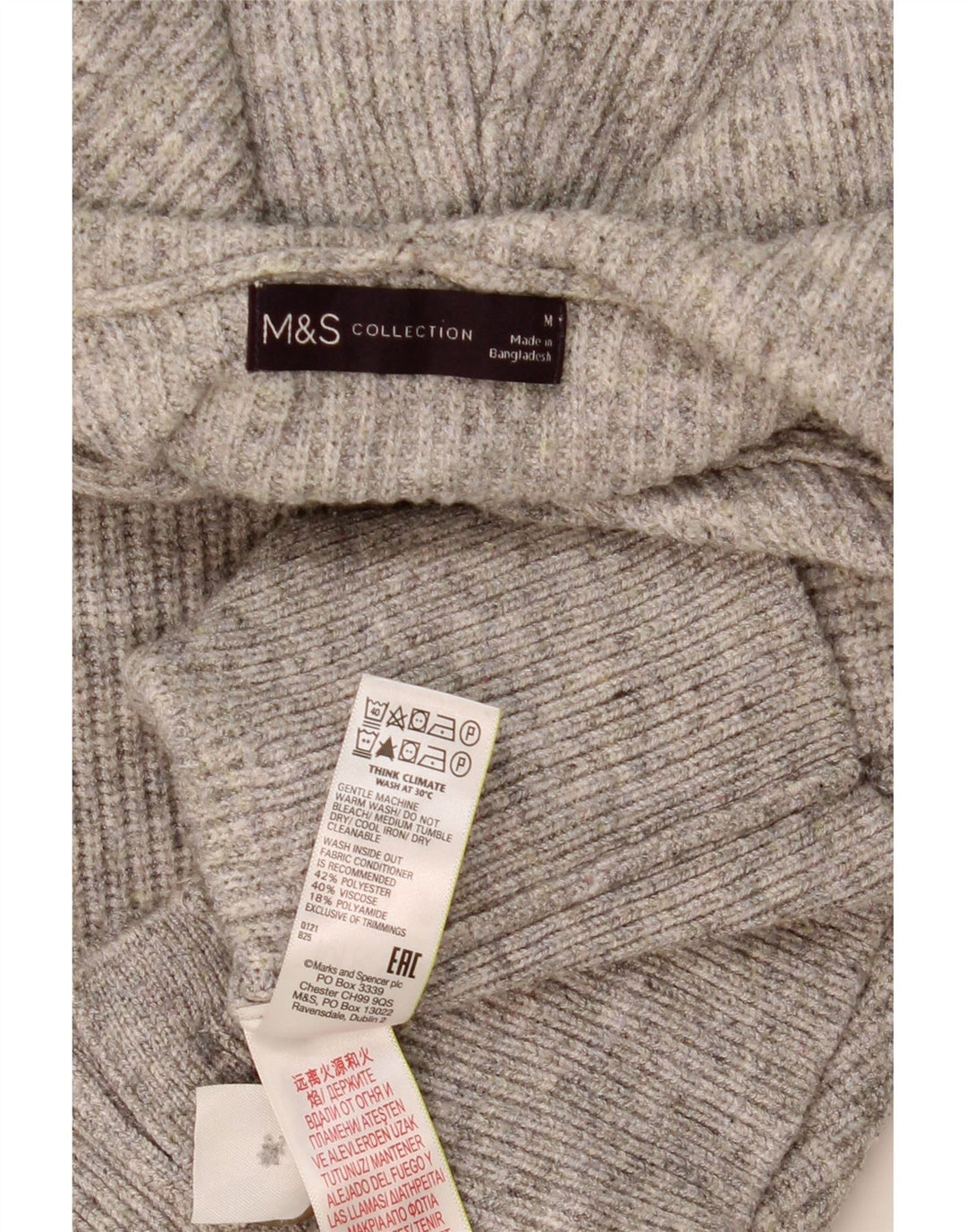 MARKS & SPENCER Ženski džemper s kapuljačom UK 14 srednje sivi poliester