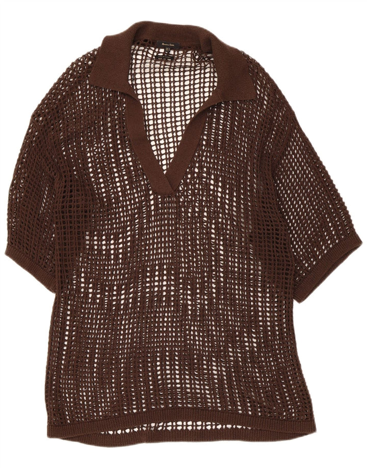 Ženska prozirna heklana bluza Massimo Dutti UK 14 srednje smeđa