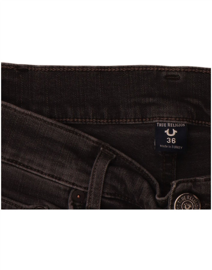 True Religion muške traperice uskog kroja, poderane W36 L34 Sive, Pamuk