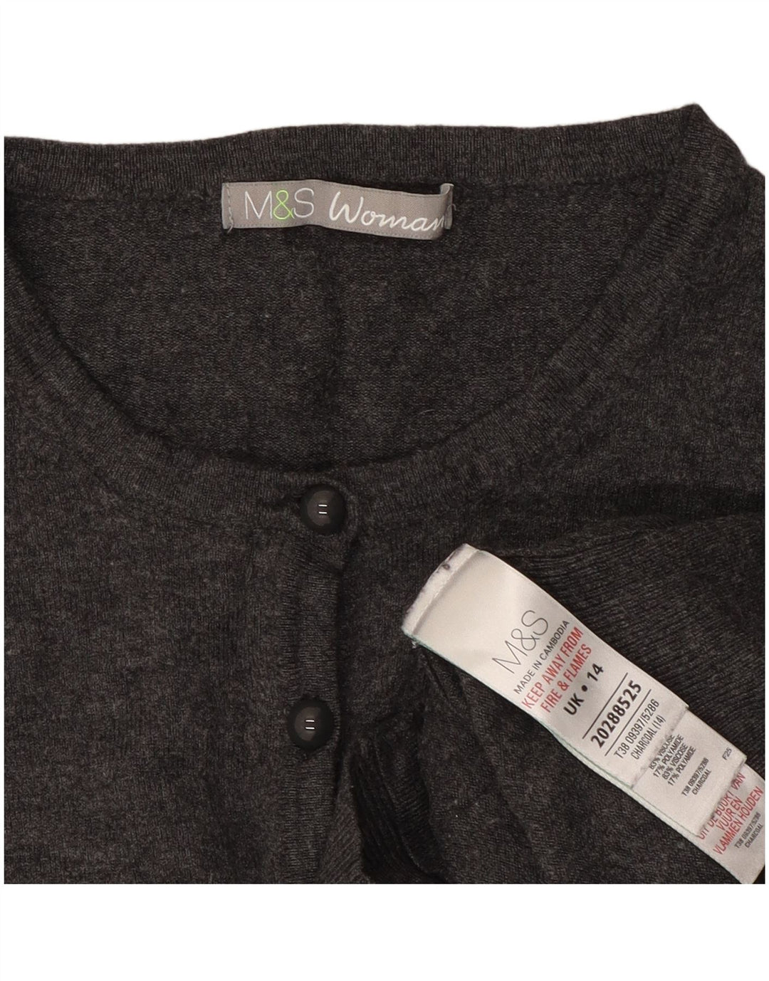 Marks & Spencer ženski kratki kardigan pulover UK 14 srednje siva viskoza