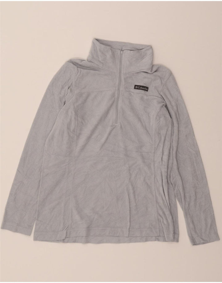 COLUMBIA Womens Zip Neck Fleece Jumper UK 14 Medium Grey Polyester Vintage Columbia and Second-Hand Columbia from Messina Hembry 