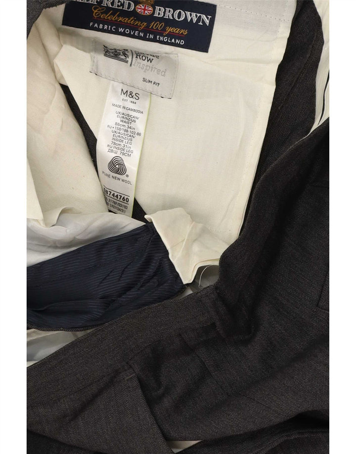 Marks & Spencer muške uske hlače W34 L31 Siva vuna