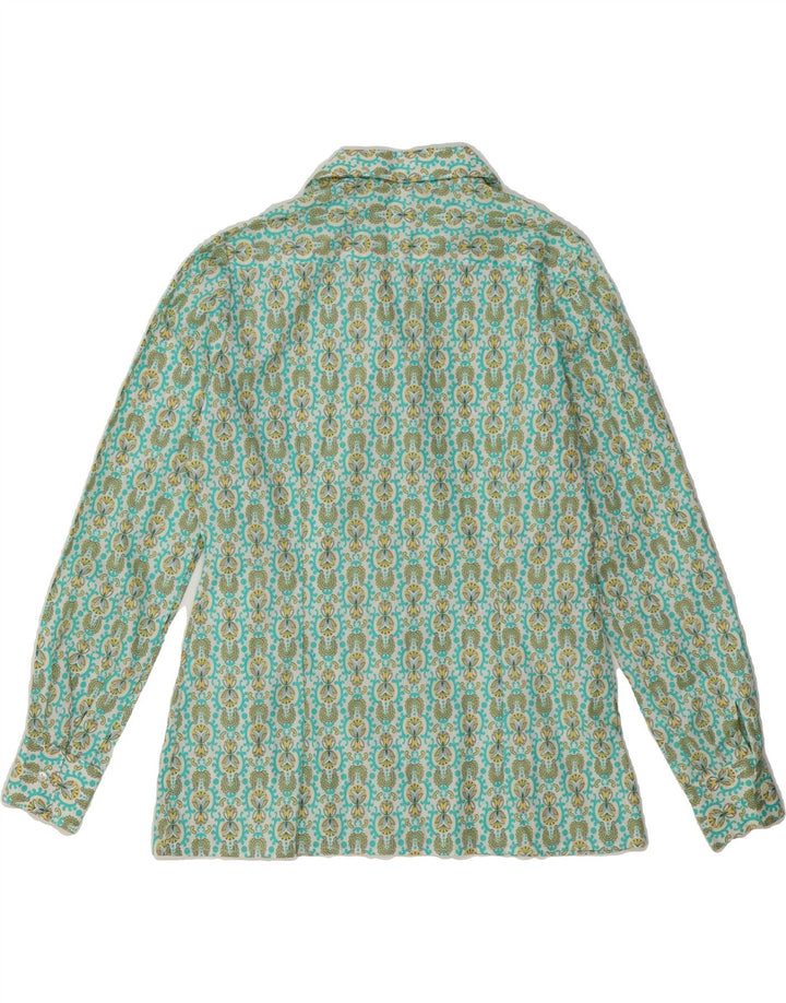 VINTAGE Womens Abstract Pattern Shirt IT 44 Medium Turquoise Vintage Vintage and Second-Hand Vintage from Messina Hembry 