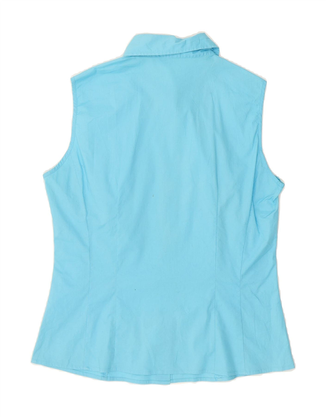 BENETTON Womens Sleeveless Shirt UK 14 Medium Blue Cotton Vintage Benetton and Second-Hand Benetton from Messina Hembry 
