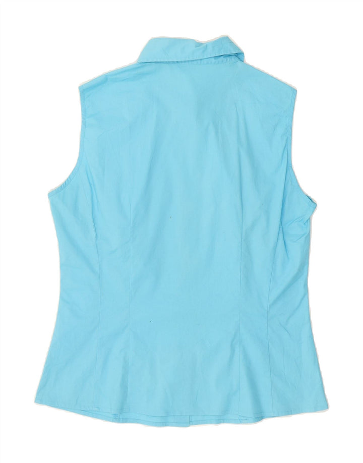 BENETTON Womens Sleeveless Shirt UK 14 Medium Blue Cotton Vintage Benetton and Second-Hand Benetton from Messina Hembry 