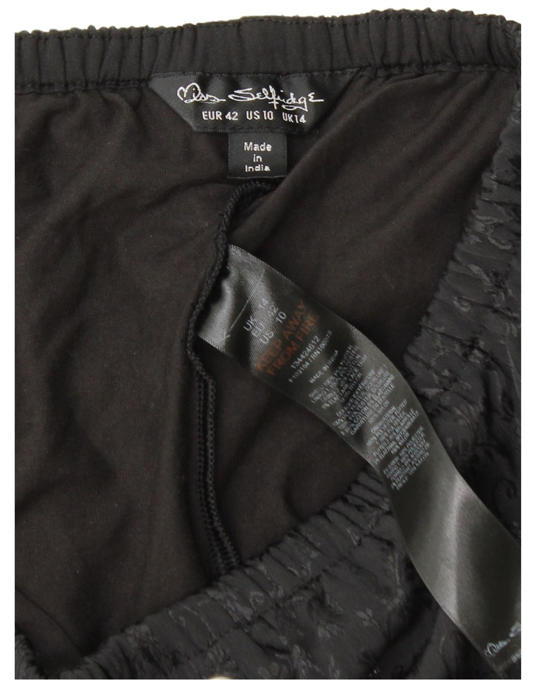 Miss Selfridge Ženska kratka majica UK 14 Veliki crni cvjetni poliester