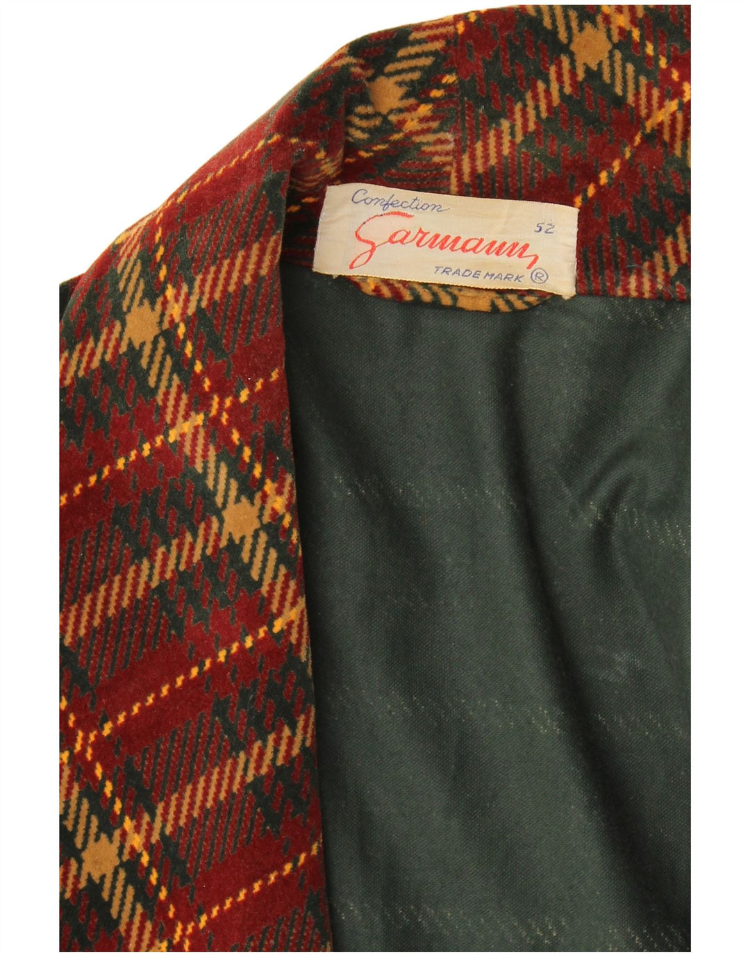 Vintage ženski sako IT 52 2XL tamnocrveni karirani