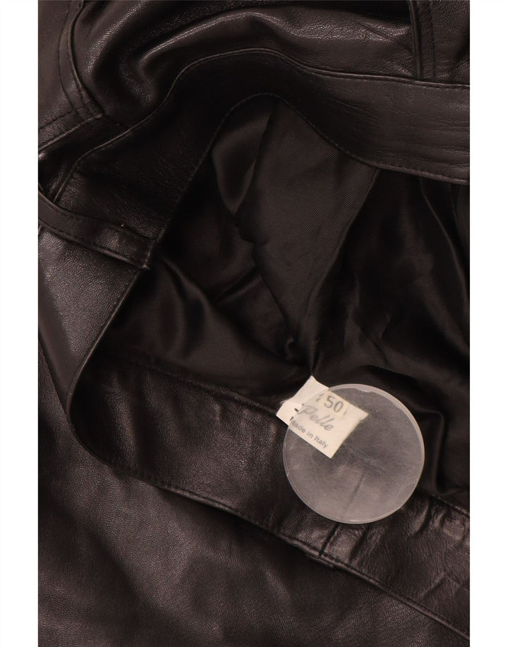 VINTAGE muške ravne kožne hlače IT 50 Large W32 L30 crna koža