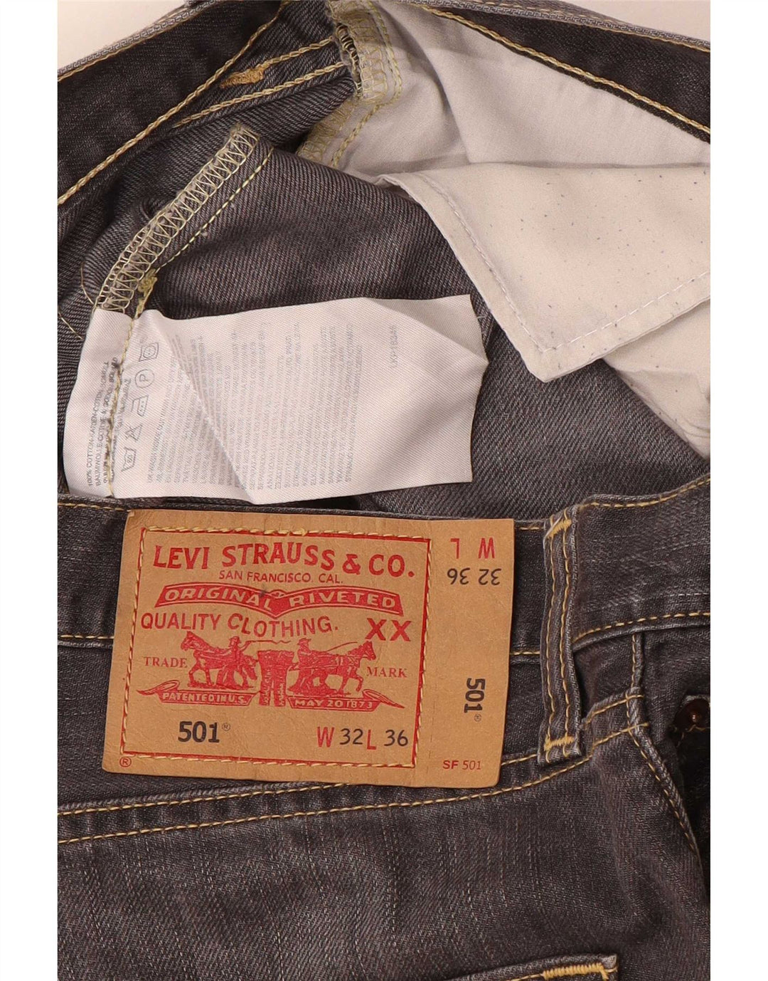 Levi's muške 501 ravne traperice W32 L32 sivi pamuk