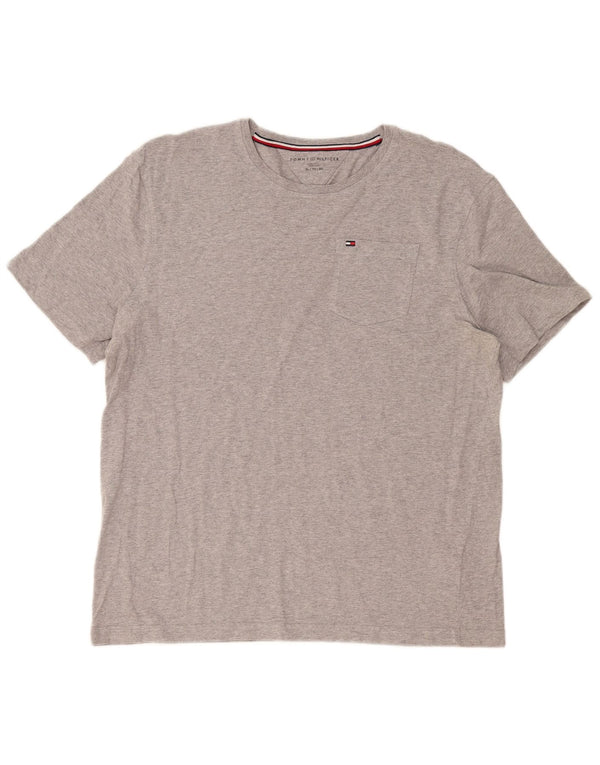 Tommy Hilfiger Top majica kratkih rukava XL sivi pamuk