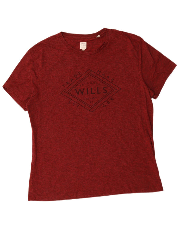 Jack Wills muška majica kratkih rukava s grafičkim motivima XL, tamnocrveni flekasti pamuk