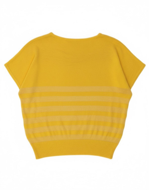 Vintage ženski džemper s veznim izrezom UK 16 Veliki žuti cvjetni