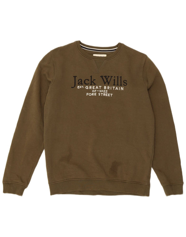 Džemper Jack Wills za dječake s grafičkim motivima, 14-15 godina, kaki pamuk