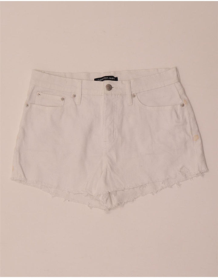 Ženske traper kratke hlače Calvin Klein W28 Srednje bijeli pamuk