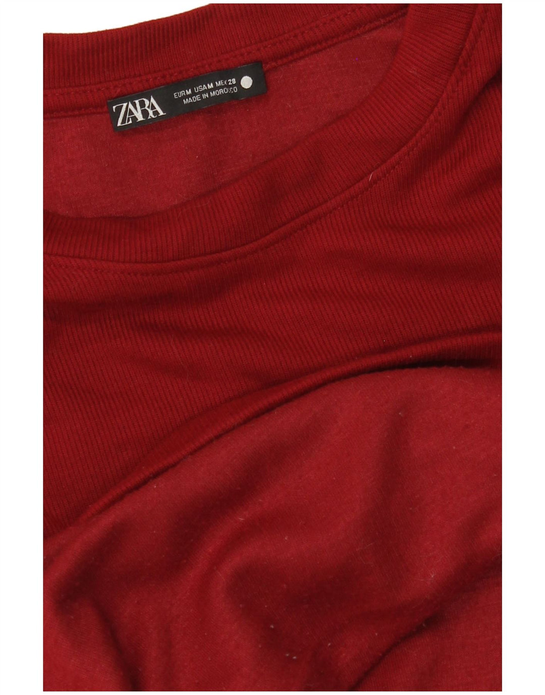 ZARA Womens Crop Sweatshirt Jumper UK 14 Medium Burgundy