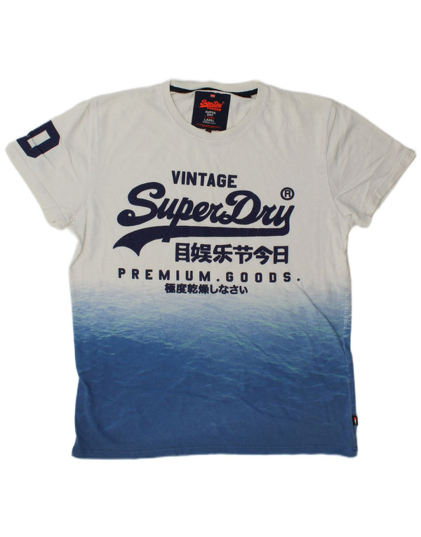 Superdry Mens Graphic T-Shirt Top Large White Colourblock Cotton