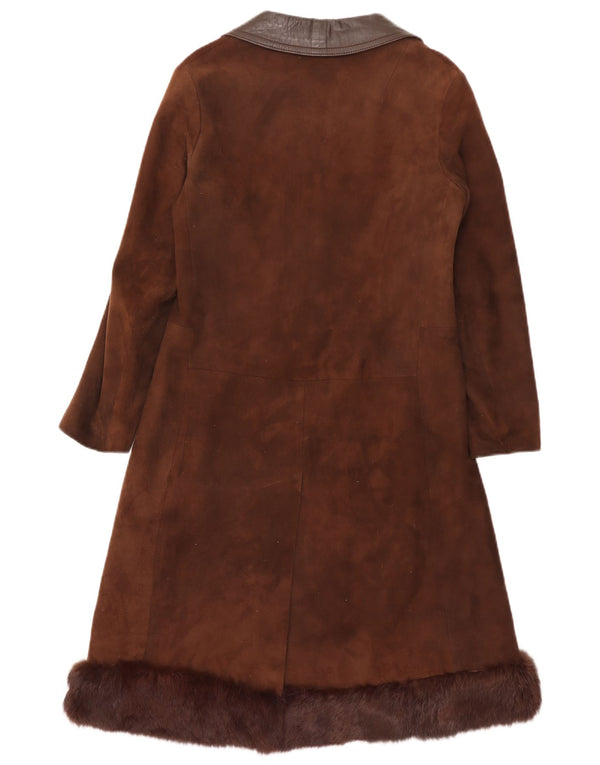 Vintage ženski kaput od brušene kože UK 8 Small Brown
