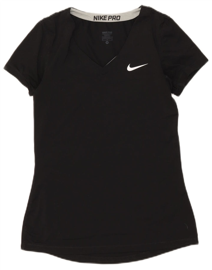 Nike Ženska Dri Fit majica kratkih rukava UK 12 srednje crni poliester