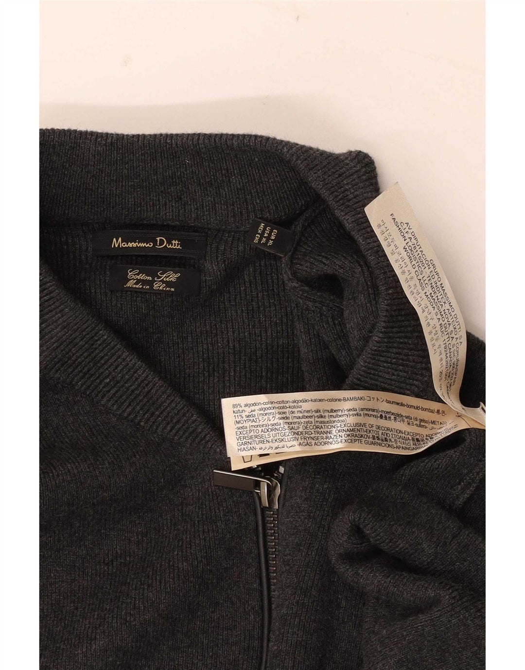Massimo Dutti muški kardigan pulover s patentnim zatvaračem XL sivi pamuk