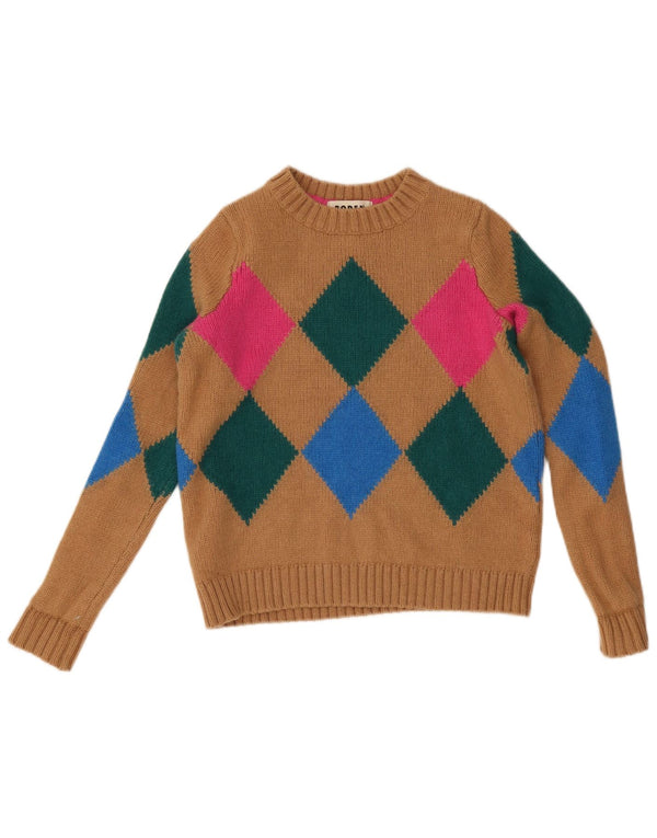 Boden ženski pulover s okruglim izrezom UK 10 Small Brown Argyle/Diamond
