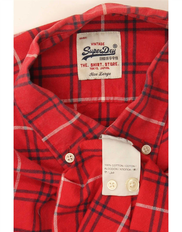 Superdry muška flanelska košulja, veliki crveni karirani pamuk