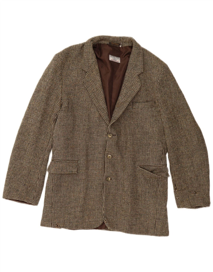 Harris Tweed Muški sako sa 3 gumba UK 40 Veliki smeđi karirani nova vuna
