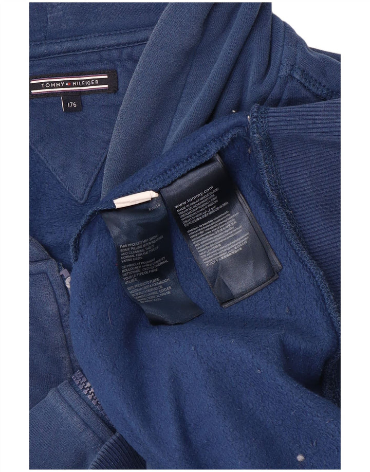 TOMMY HILFIGER Džemper s kapuljačom s grafičkim zatvaračem 15-16 godina, plavi pamuk