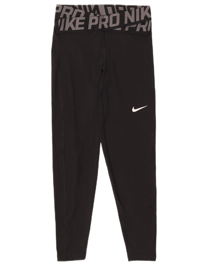 NIKE Ženske Dri Fit grafičke tajice UK 10 Male crne poliesterske