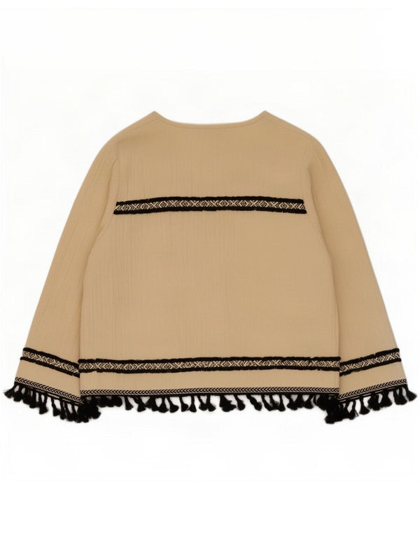 Zara ženski gornji dio kardigana s 3/4 rukavima UK 10 Small Beige Colourblock
