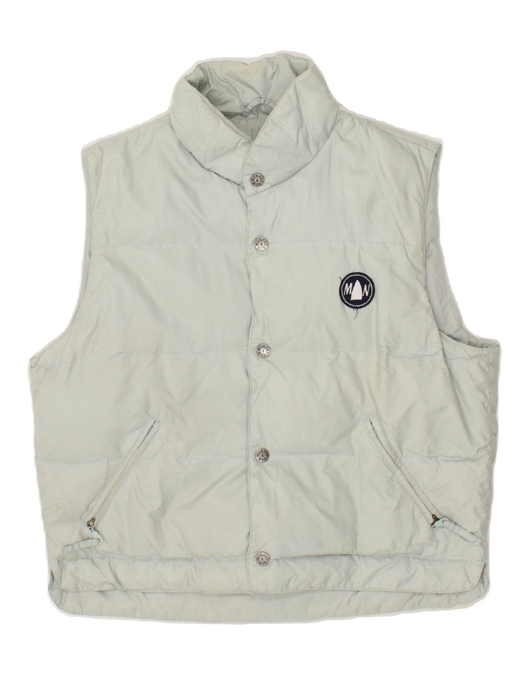 MURPHY & NYE Mens Padded Gilet UK 38 Medium Blue Polyamide Vintage Murphy & Nye and Second-Hand Murphy & Nye from Messina Hembry 