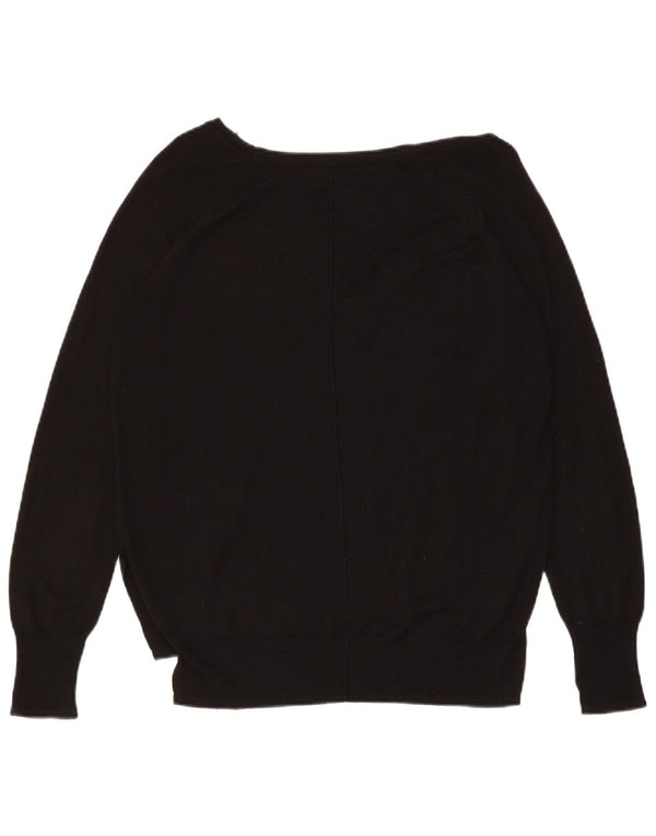 ZARA ženski džemper s veznim izrezom UK 14 Veliki crni sintetički