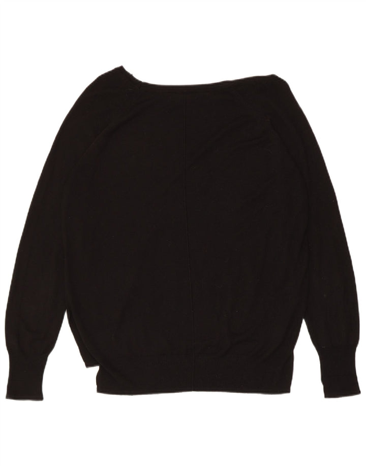 ZARA ženski džemper s veznim izrezom UK 14 Veliki crni sintetički