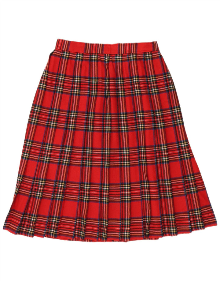 VINTAGE ženska plisirana suknja s noževima IT 44 srednje veličine W32 crvena karirana vuna