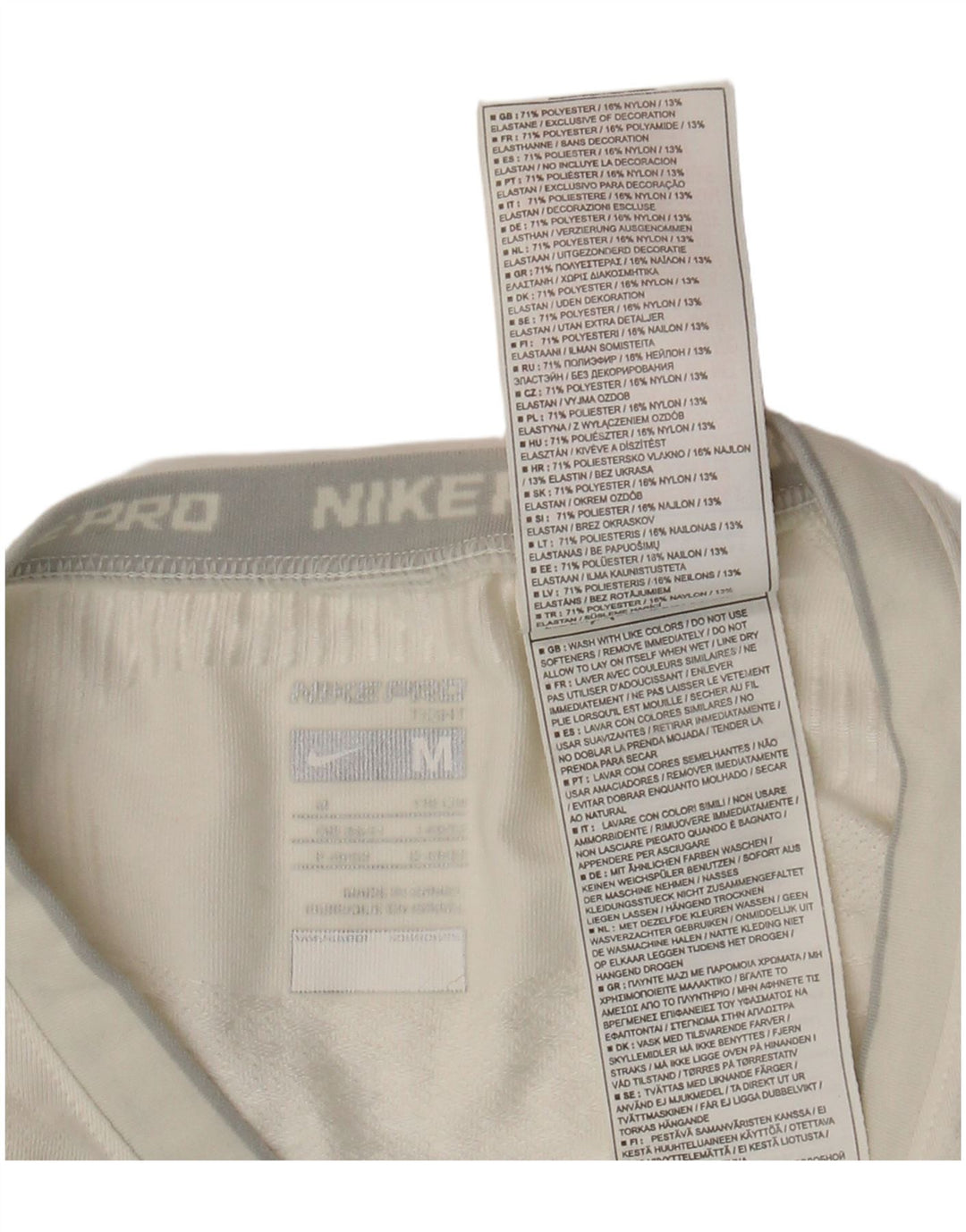 NIKE Womens Top Long Sleeve UK 12/14 Medium Off White Polyester