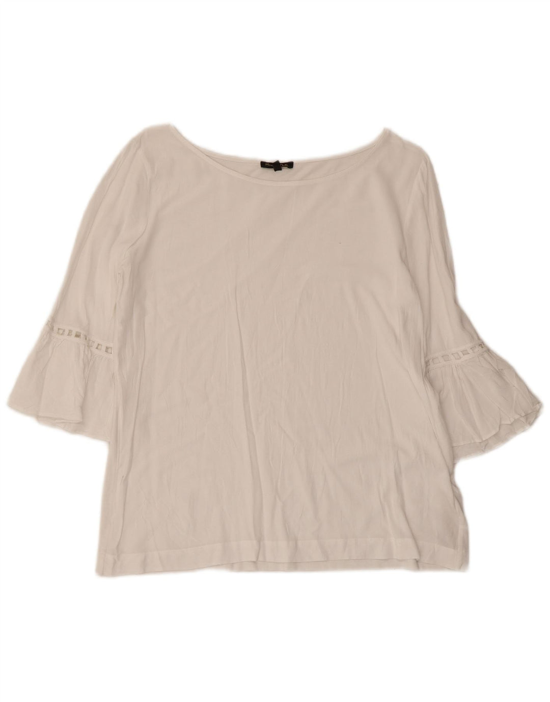 Massimo Dutti Ženska skraćena majica s 3/4 rukavima UK 12 Srednje bijela viskoza