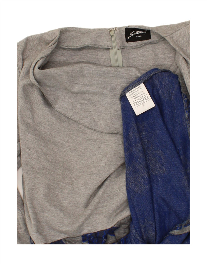 GATTINONI Womens Long Sleeve Basic Dress UK 12 Medium Grey Colourblock Vintage Gattinoni and Second-Hand Gattinoni from Messina Hembry 
