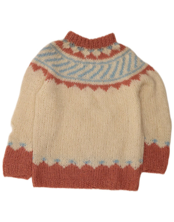 Vintage ženski džemper s kornjačičastim ovratnikom UK 14 Srednje bež Fair Isle