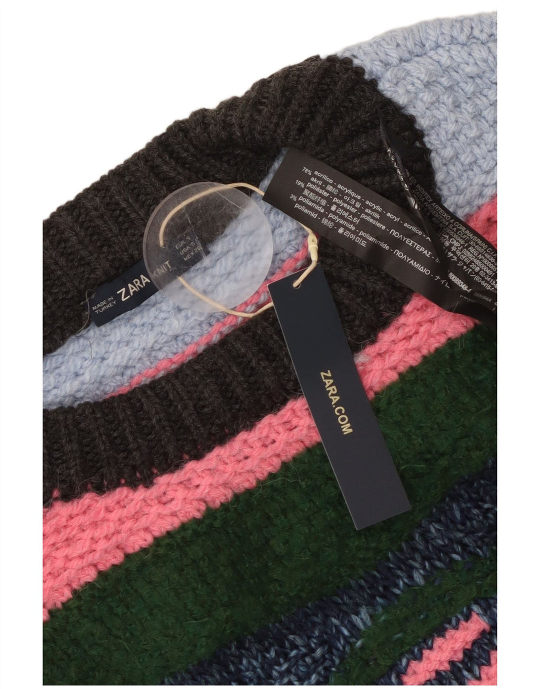 ZARA ženski veliki džemper s okruglim izrezom UK 10 Mali višebojni