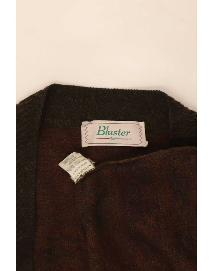 Bluster muški kardigan pulover Large kaki Fair Isle vuna