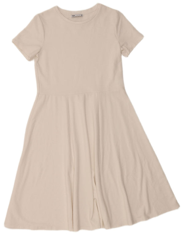 ZARA ženska haljina A-kroja UK 10 Mala bijela viskoza