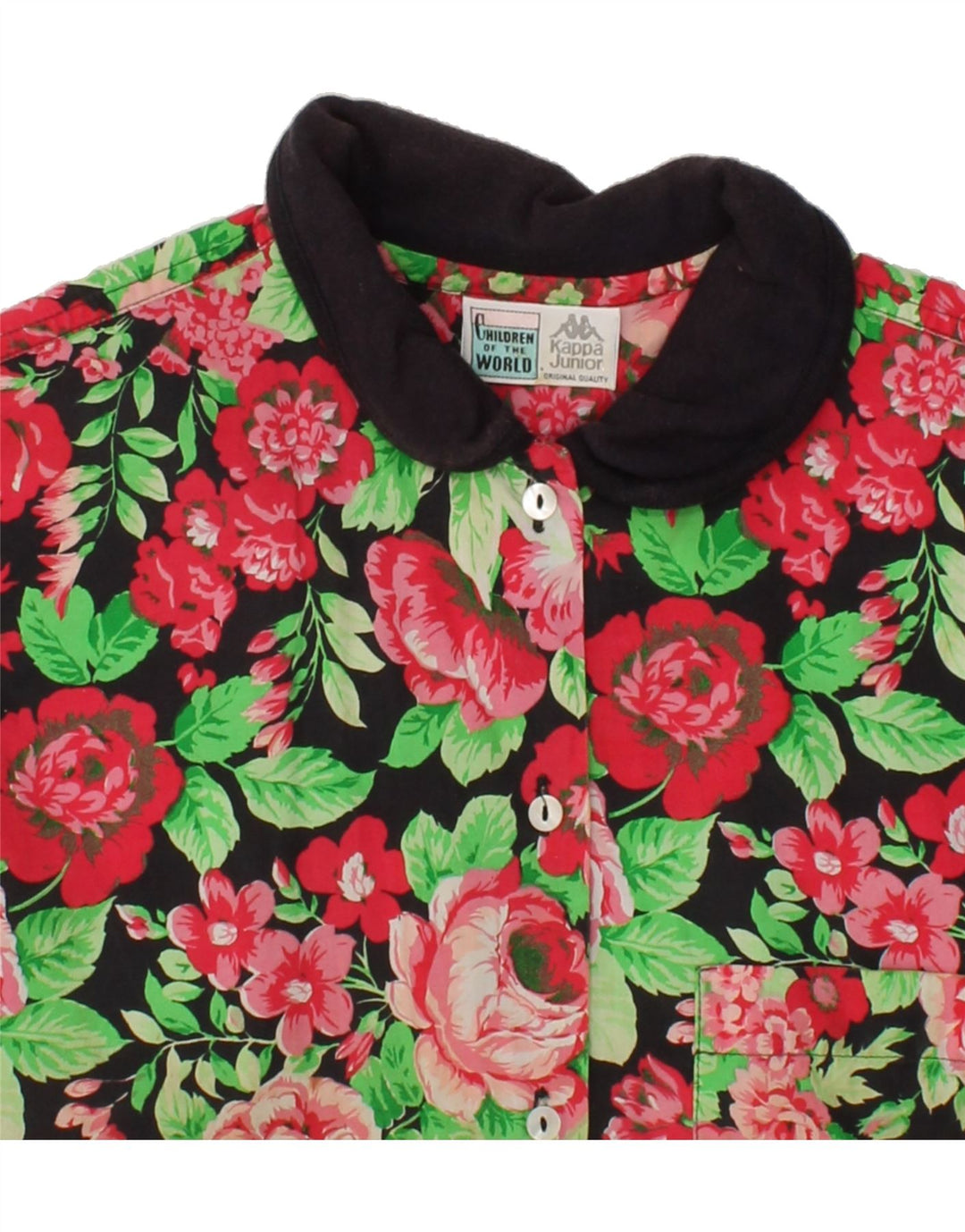 KAPPA Girls Short Sleeve Shirt Dress 15-16 Years Red Floral Cotton Vintage Kappa and Second-Hand Kappa from Messina Hembry 