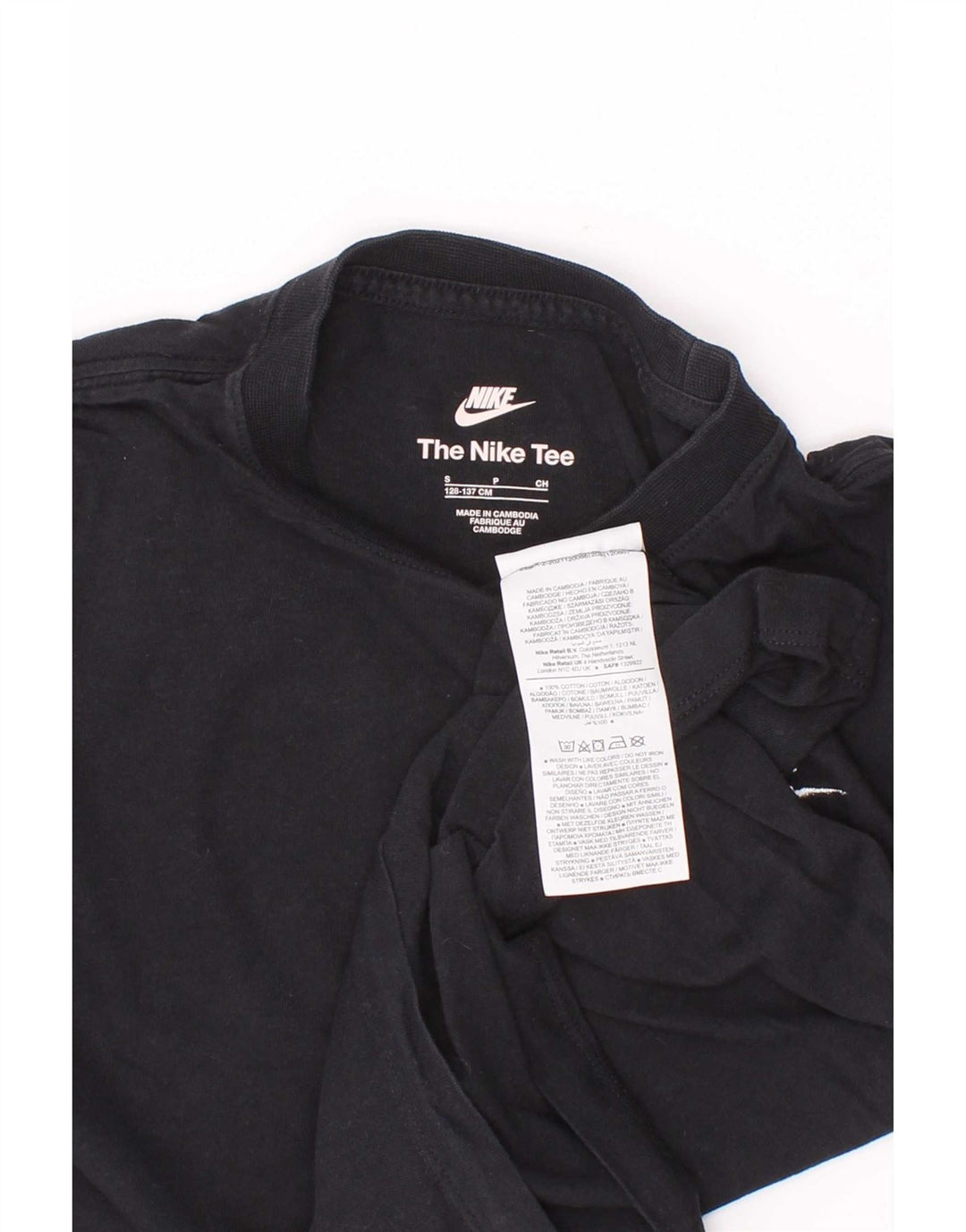 Nike Boys T-Shirt Top 8-9 Years Small Black Pamuk