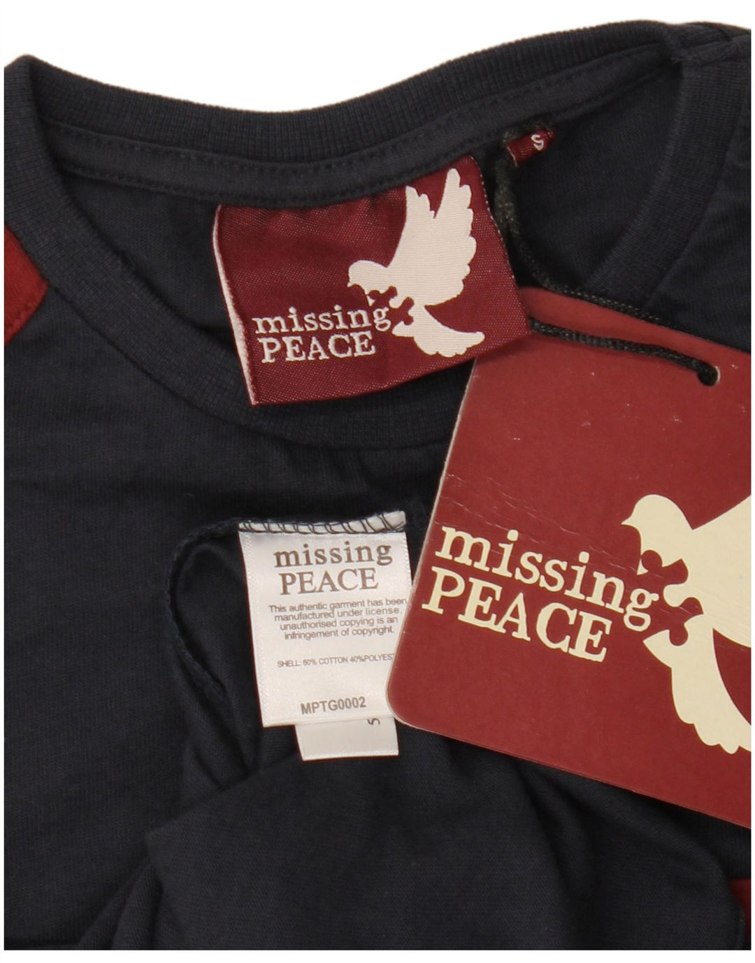 MISSING PEACE Mala muška majica s grafičkim motivima, pamuk u tamnoplavoj boji