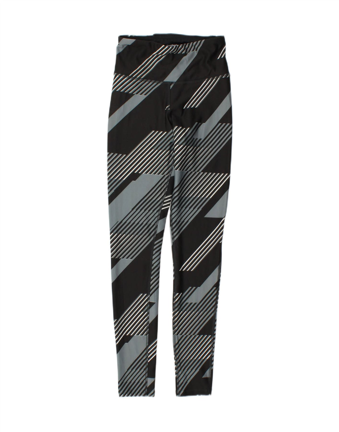 REEBOK Womens Leggings UK 4/6 XS  Grey Geometric Vintage Reebok and Second-Hand Reebok from Messina Hembry 