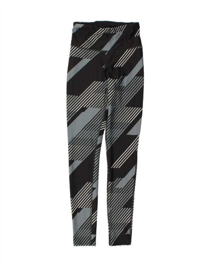REEBOK Womens Leggings UK 4/6 XS  Grey Geometric Vintage Reebok and Second-Hand Reebok from Messina Hembry 