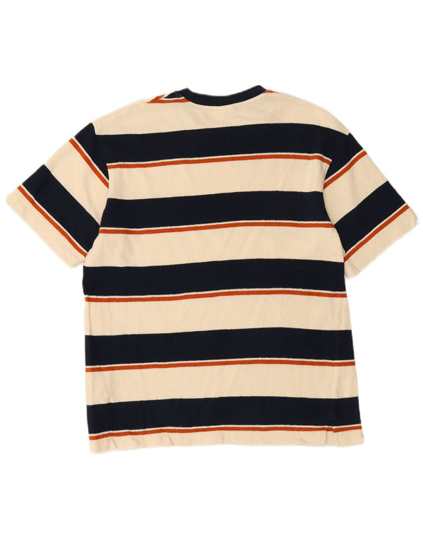 ZARA Mens T-Shirt Top Small Beige Striped Cotton